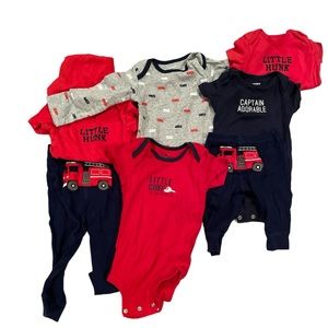 Carters fireman onesies and pants